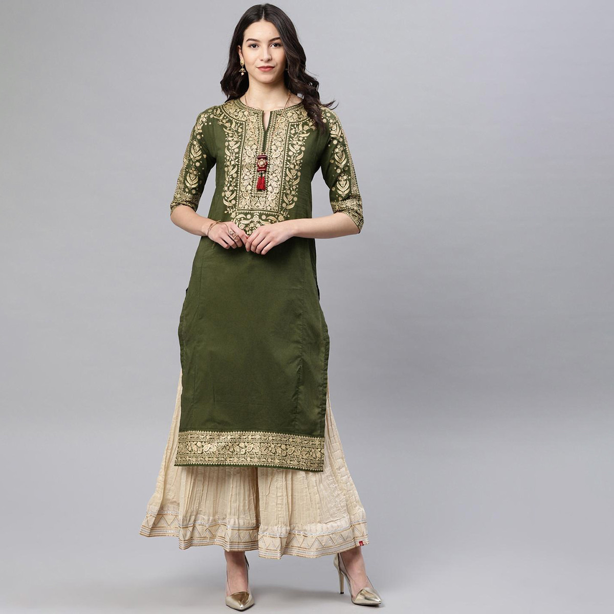 فيشوده أخضر كورتا-women-clothing-ethnicwear-kurtas-image-1