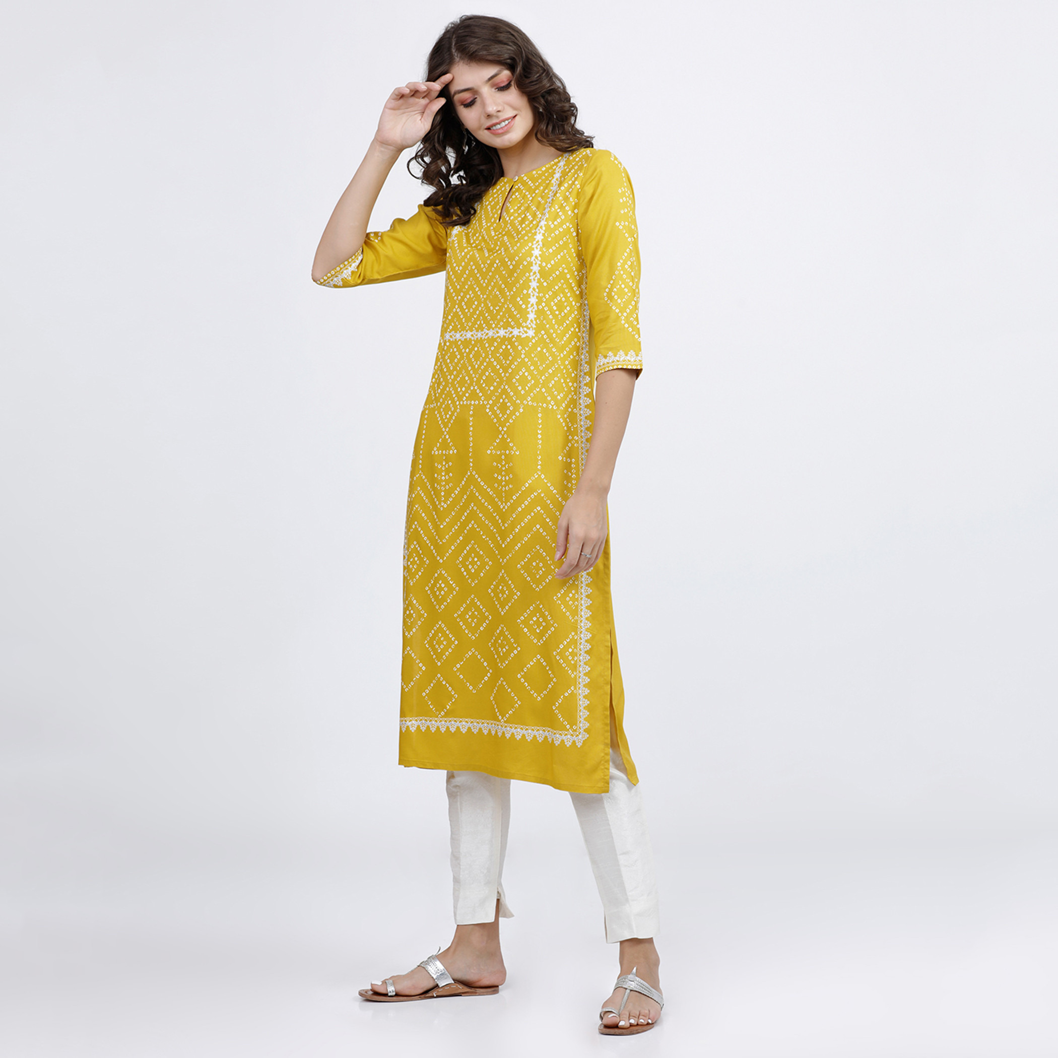 فيشوده الأصفر قمم-women-clothing-ethnicwear-kurtas-image-2