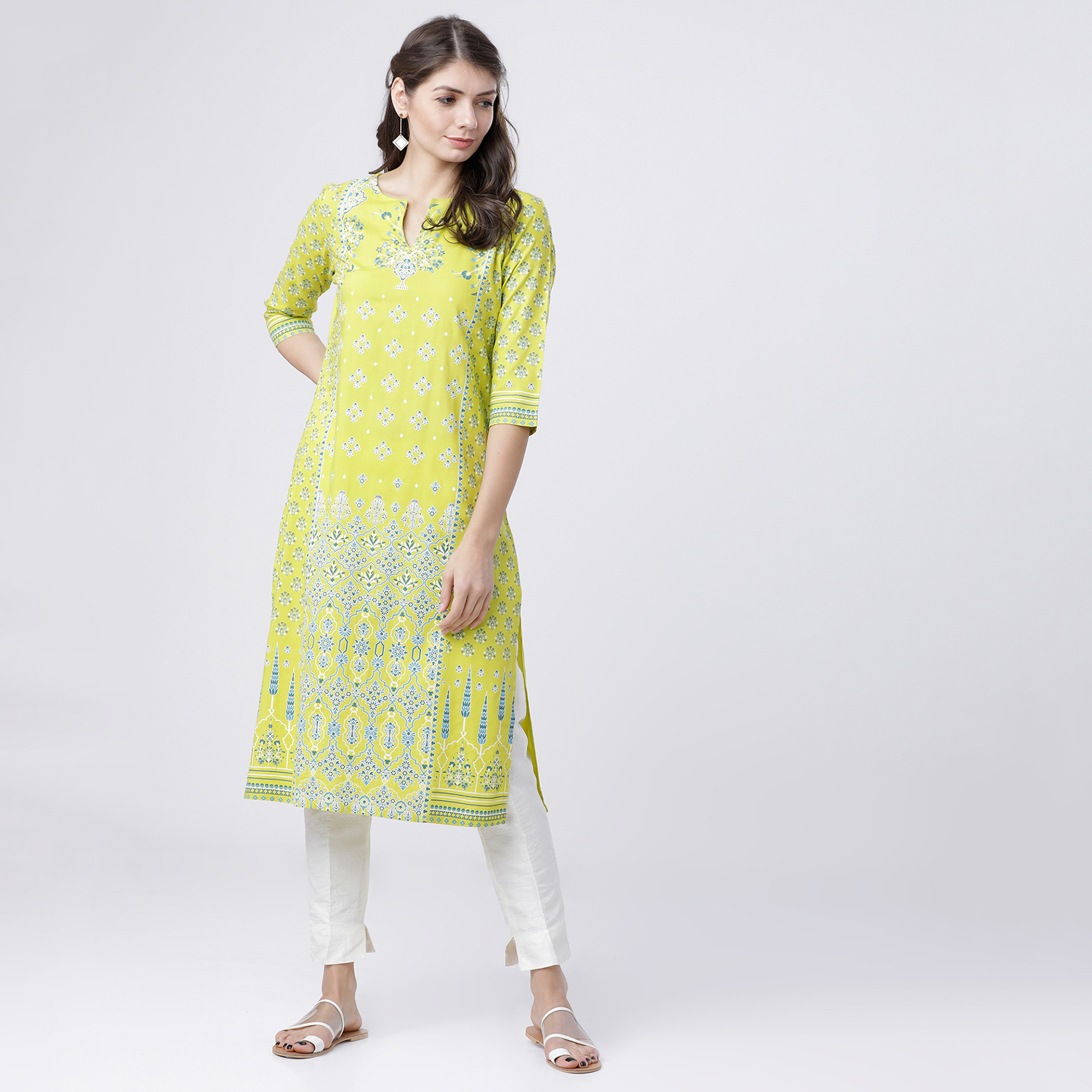 فيشوده أخضر قمم-women-clothing-ethnicwear-kurtas-image-1