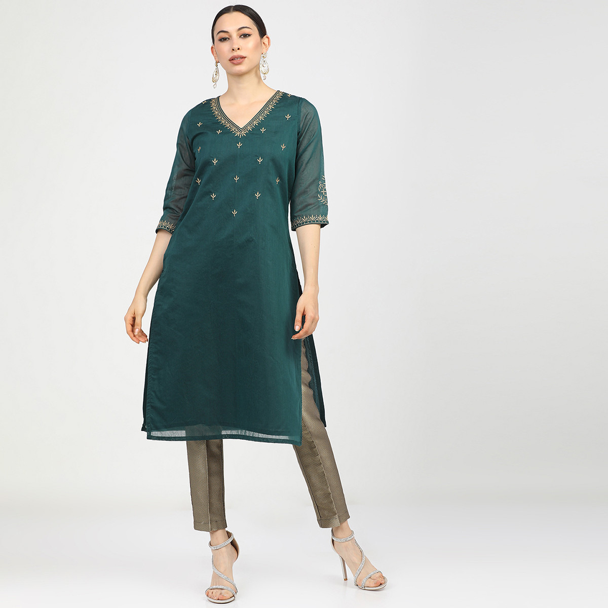 فيشوده أخضر كورتا-women-clothing-ethnicwear-kurtas-image-1