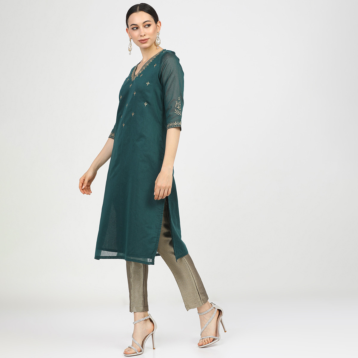 فيشوده أخضر كورتا-women-clothing-ethnicwear-kurtas-image-2