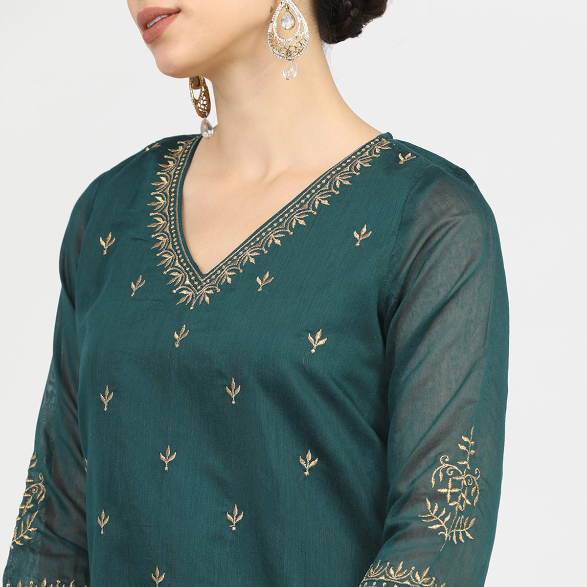 فيشوده أخضر كورتا-women-clothing-ethnicwear-kurtas-image-4
