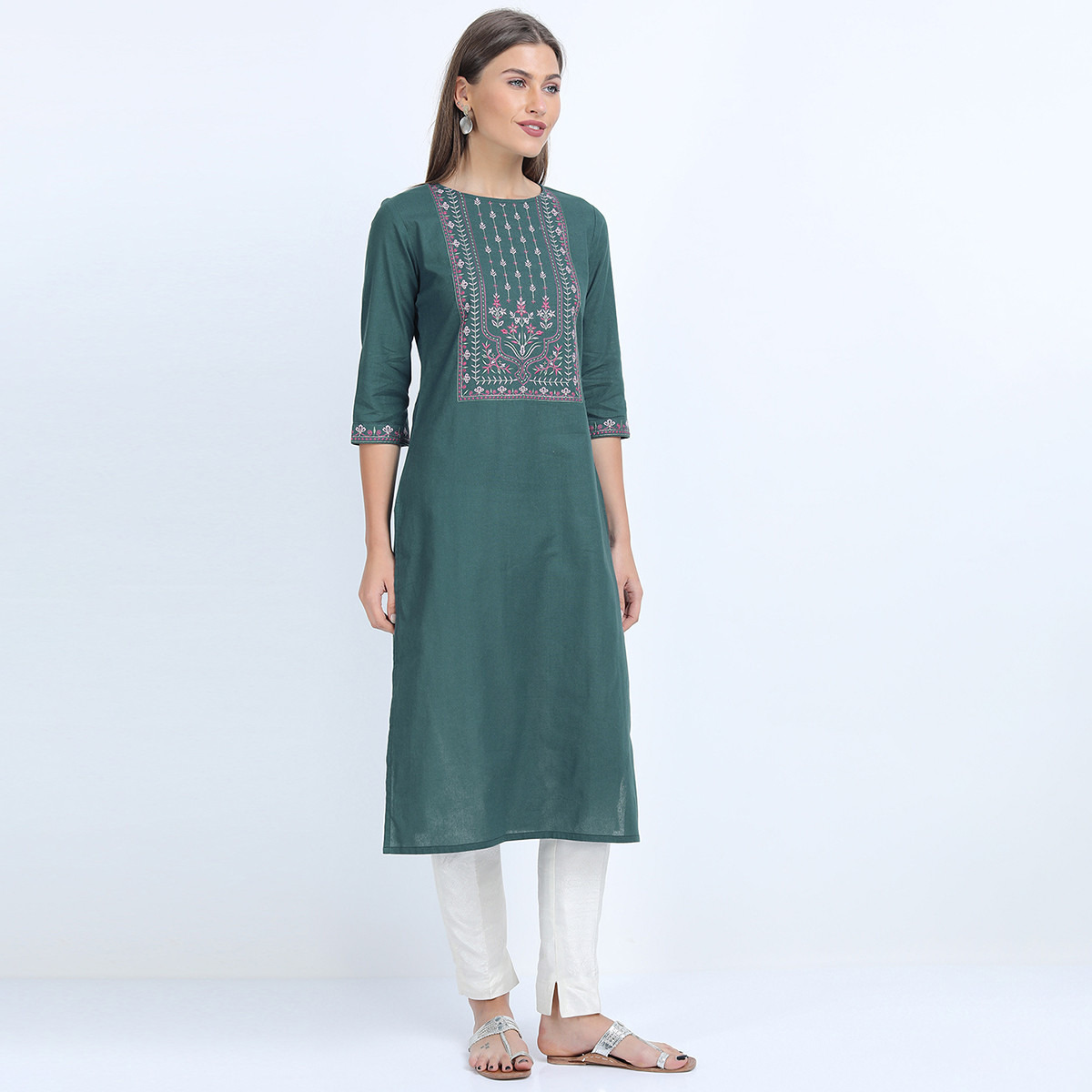 فيشوده أخضر كورتا-women-clothing-ethnicwear-kurtas-image-5