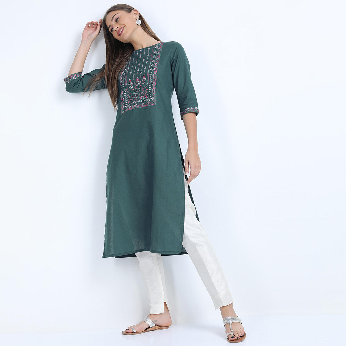 فيشوده أخضر كورتا-women-clothing-ethnicwear-kurtas-image-6
