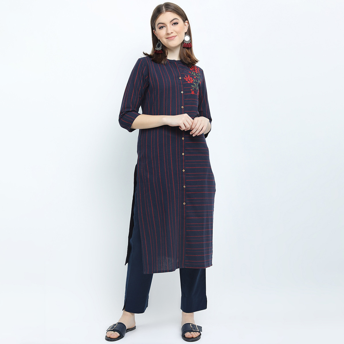 فيشوده أزرق كورتا-women-clothing-ethnicwear-kurtas-image-1