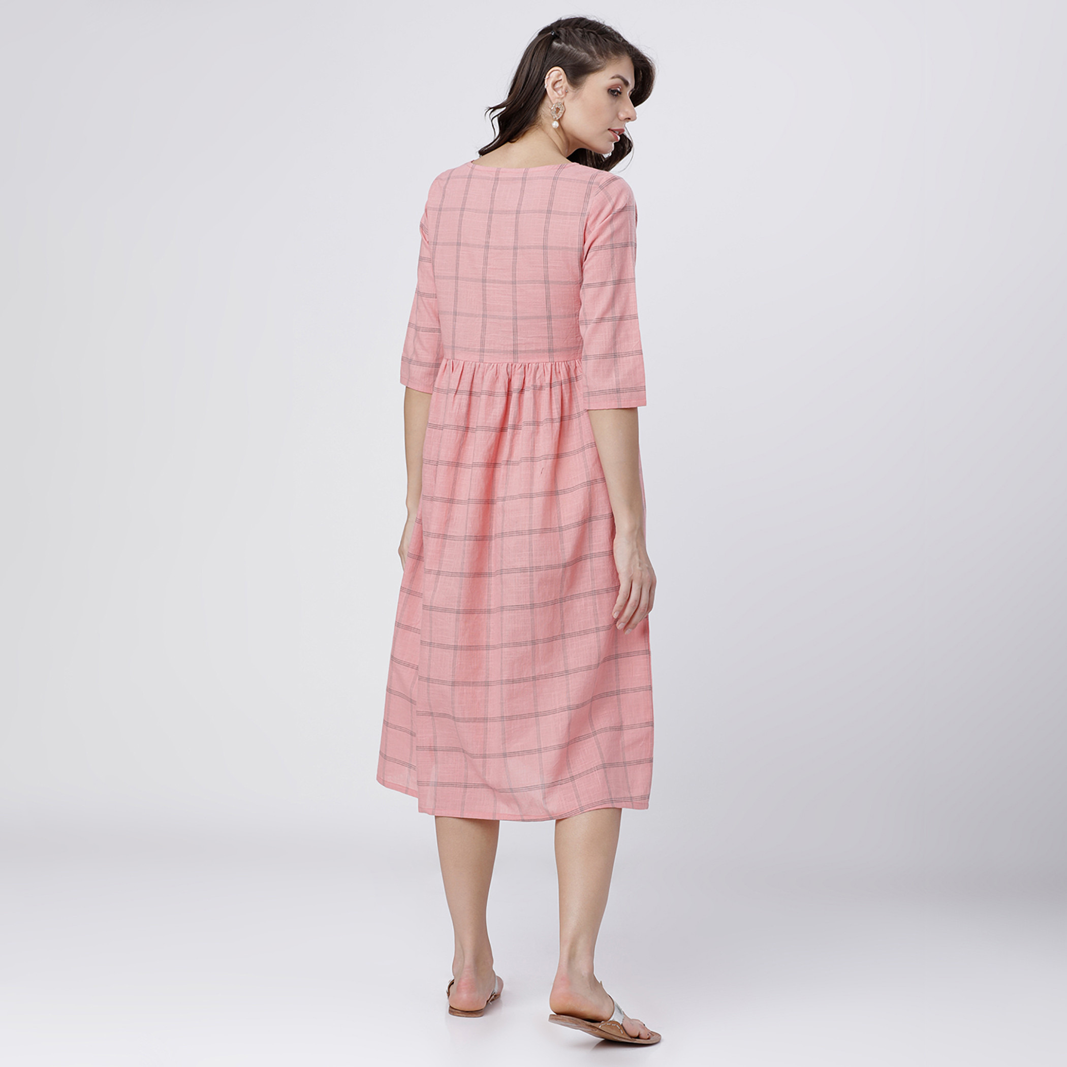 فيشوده لون القرنفل متوسط الطول فستان-women-clothing-ethnicwear-dresses-image-3
