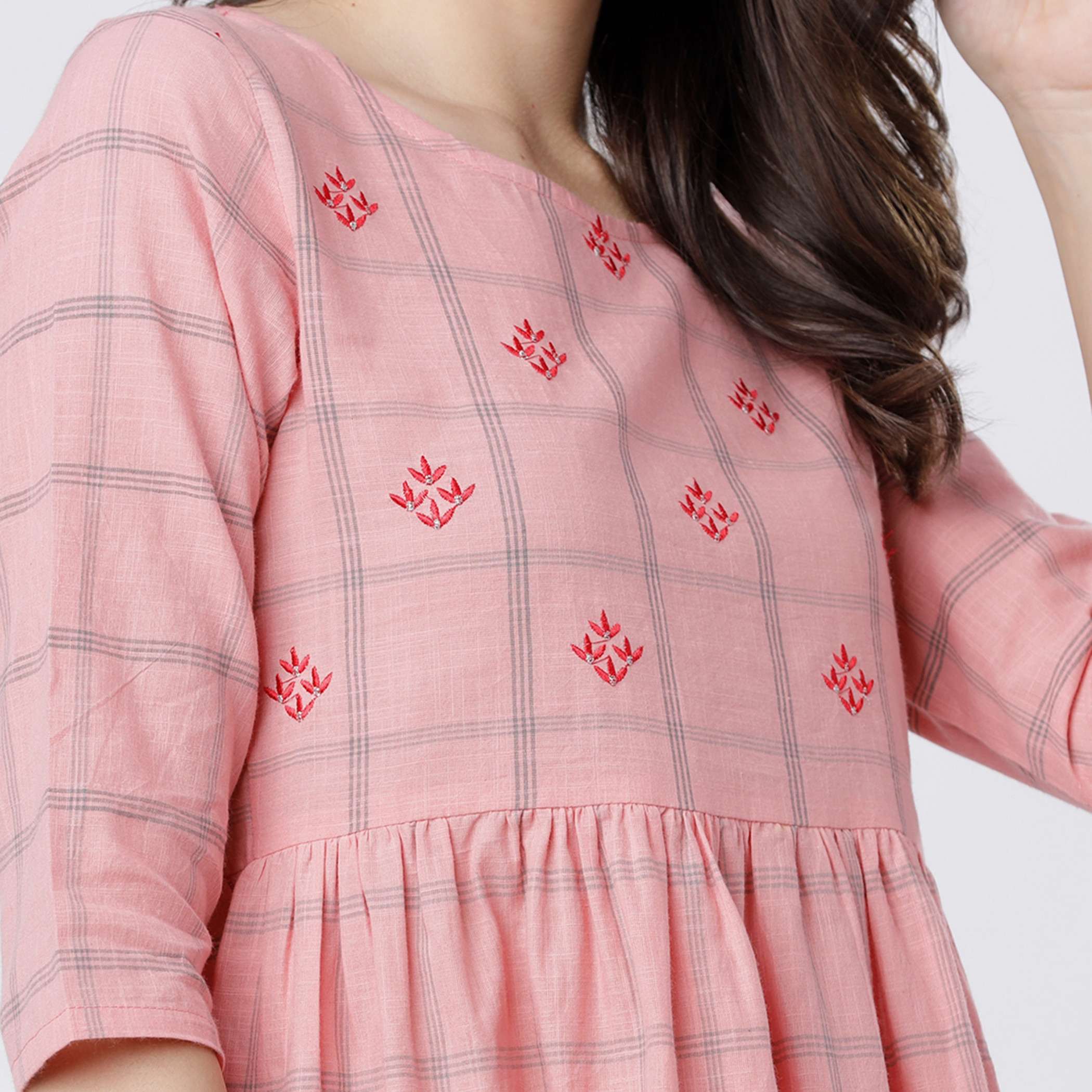 فيشوده لون القرنفل متوسط الطول فستان-women-clothing-ethnicwear-dresses-image-4