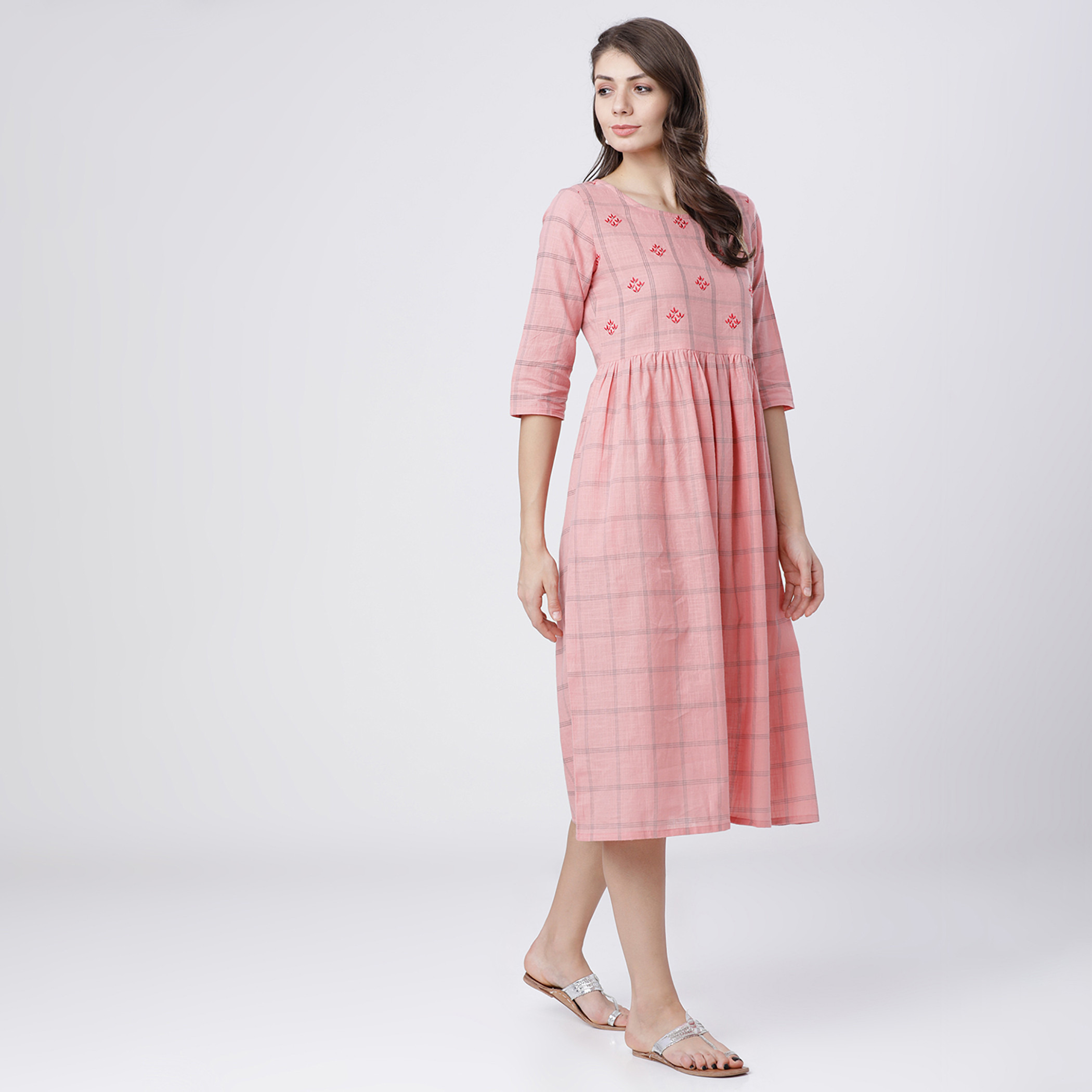 فيشوده لون القرنفل متوسط الطول فستان-women-clothing-ethnicwear-dresses-image-5