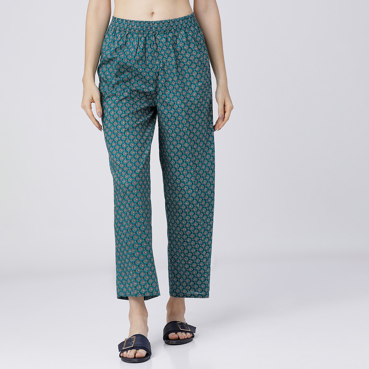 Vishudh Women Blue Printed Elasticated Waist Regular Fit Palazzo-women-clothing-ethnicwear-bottoms-palazzos-image-1