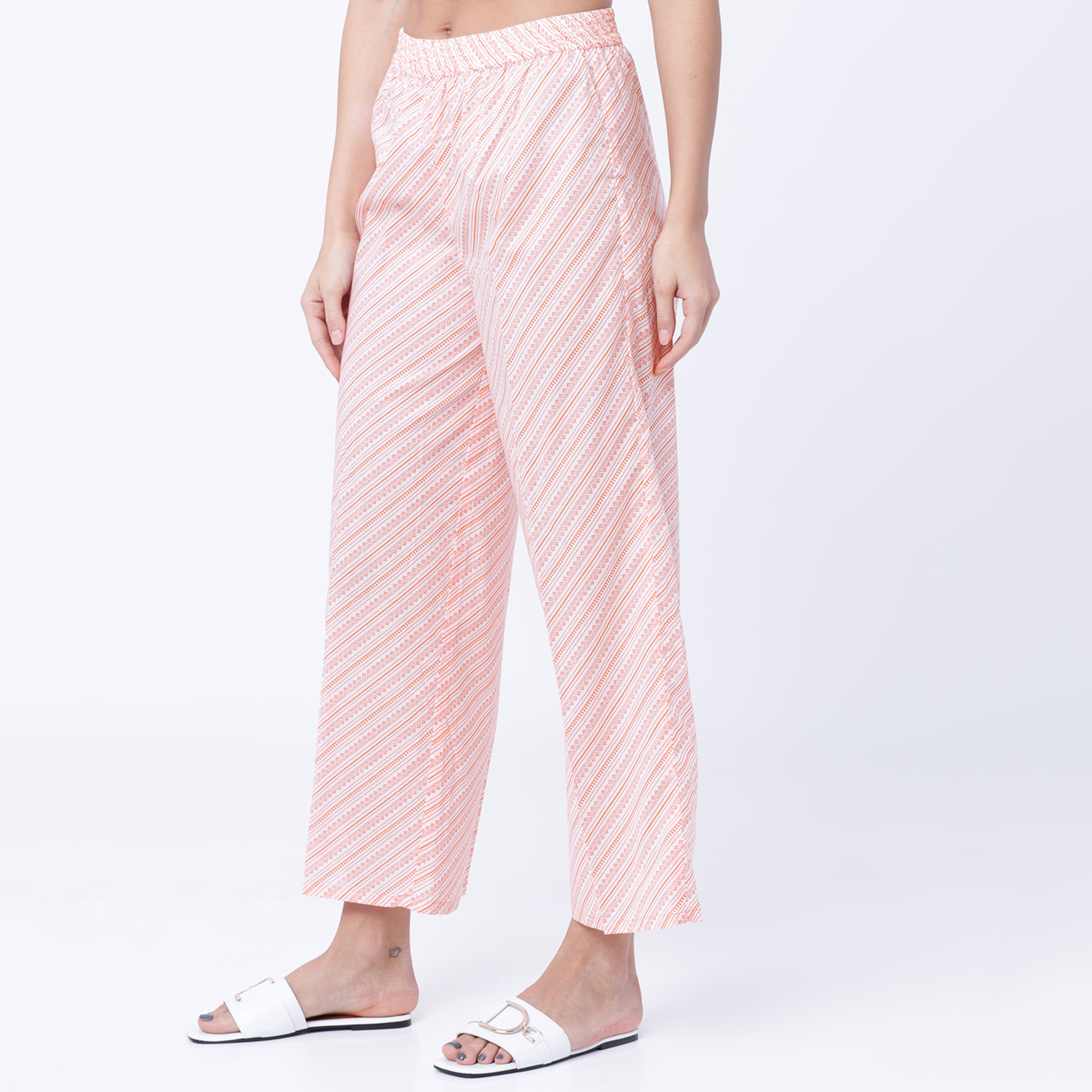 سروال بالازو مستقيمة مطاطي للنساء مطبوعة وردية من فيشوده-women-clothing-ethnicwear-bottoms-palazzos-image-2