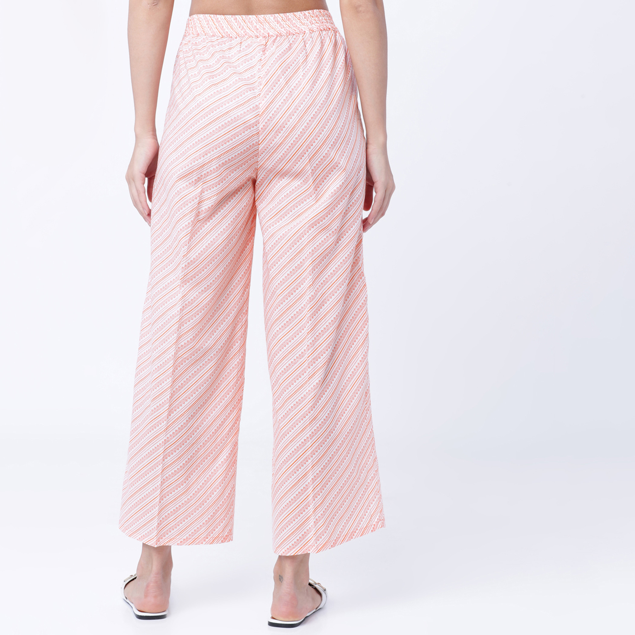 سروال بالازو مستقيمة مطاطي للنساء مطبوعة وردية من فيشوده-women-clothing-ethnicwear-bottoms-palazzos-image-3