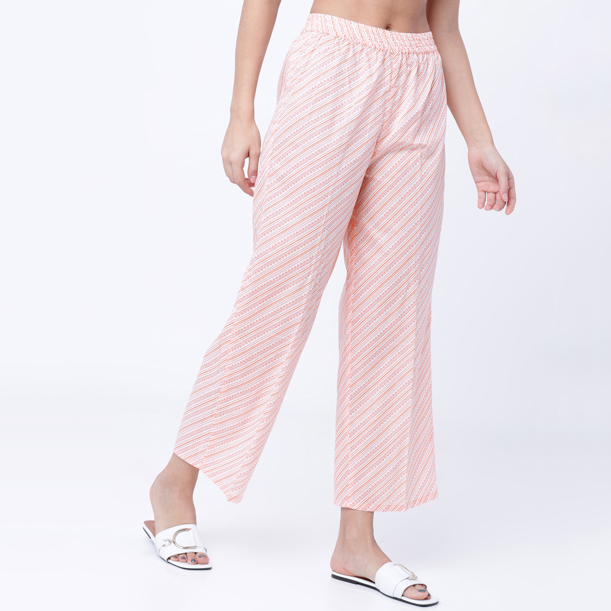 سروال بالازو مستقيمة مطاطي للنساء مطبوعة وردية من فيشوده-women-clothing-ethnicwear-bottoms-palazzos-image-6
