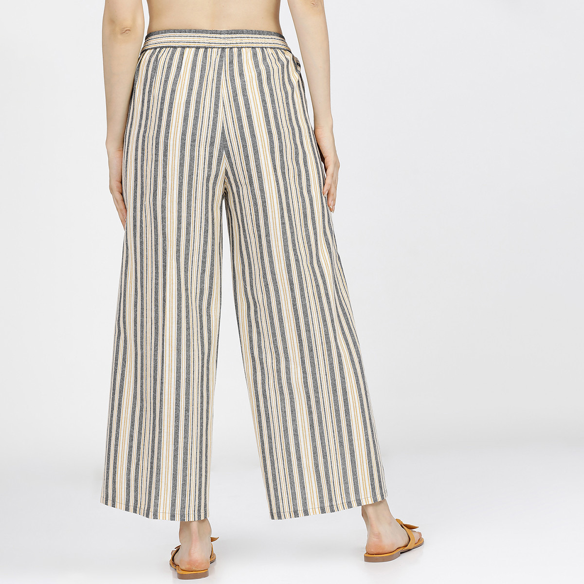 Vishudh Women Grey Striped Elasticated Waist Regular Fit Palazzo-women-clothing-ethnicwear-bottoms-palazzos-image-3
