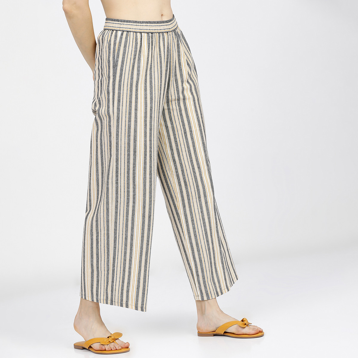 Vishudh Women Grey Striped Elasticated Waist Regular Fit Palazzo-women-clothing-ethnicwear-bottoms-palazzos-image-6