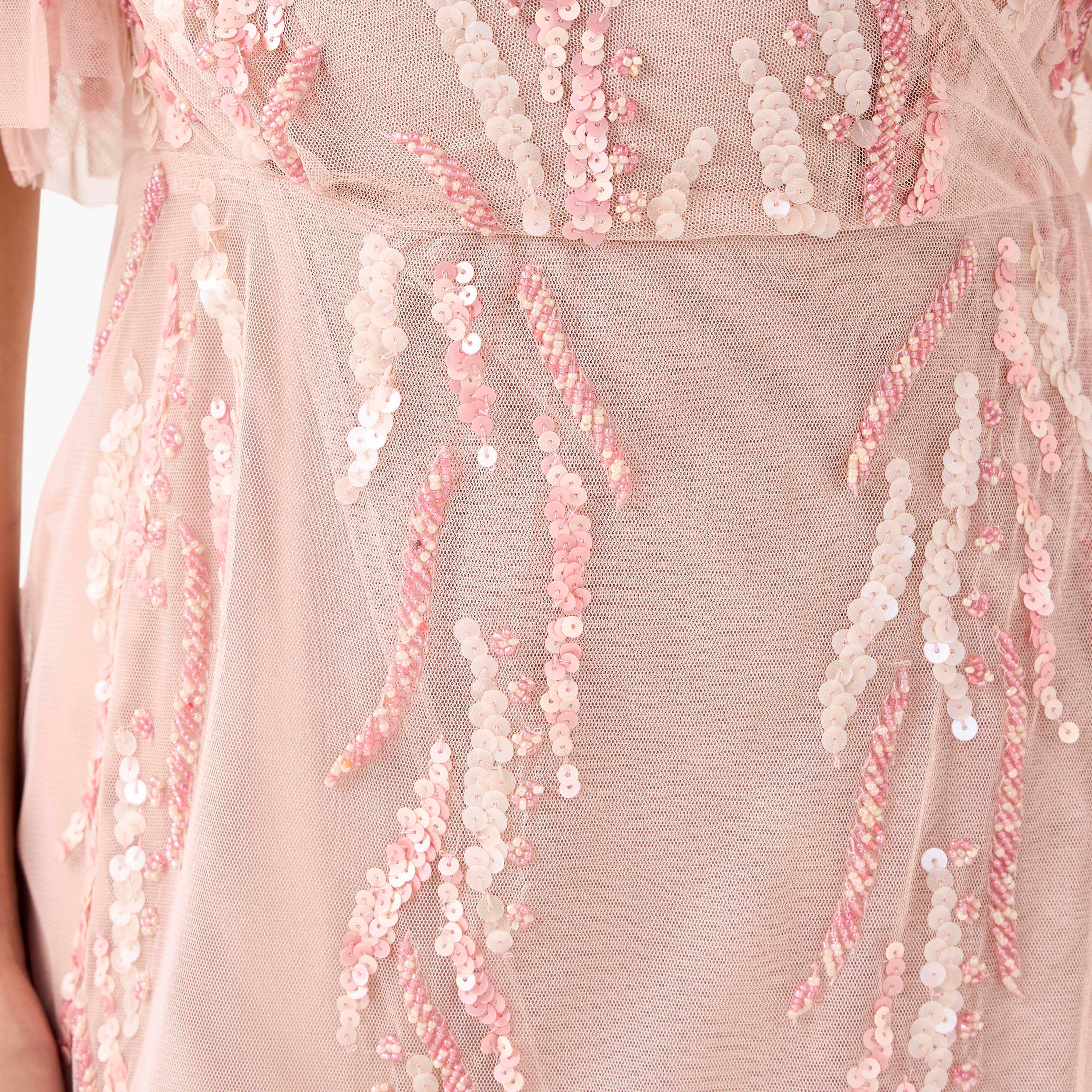Lace & Beads Embellished Wrap Women Dress with V-neck-women-clothing-dresses-image-5
