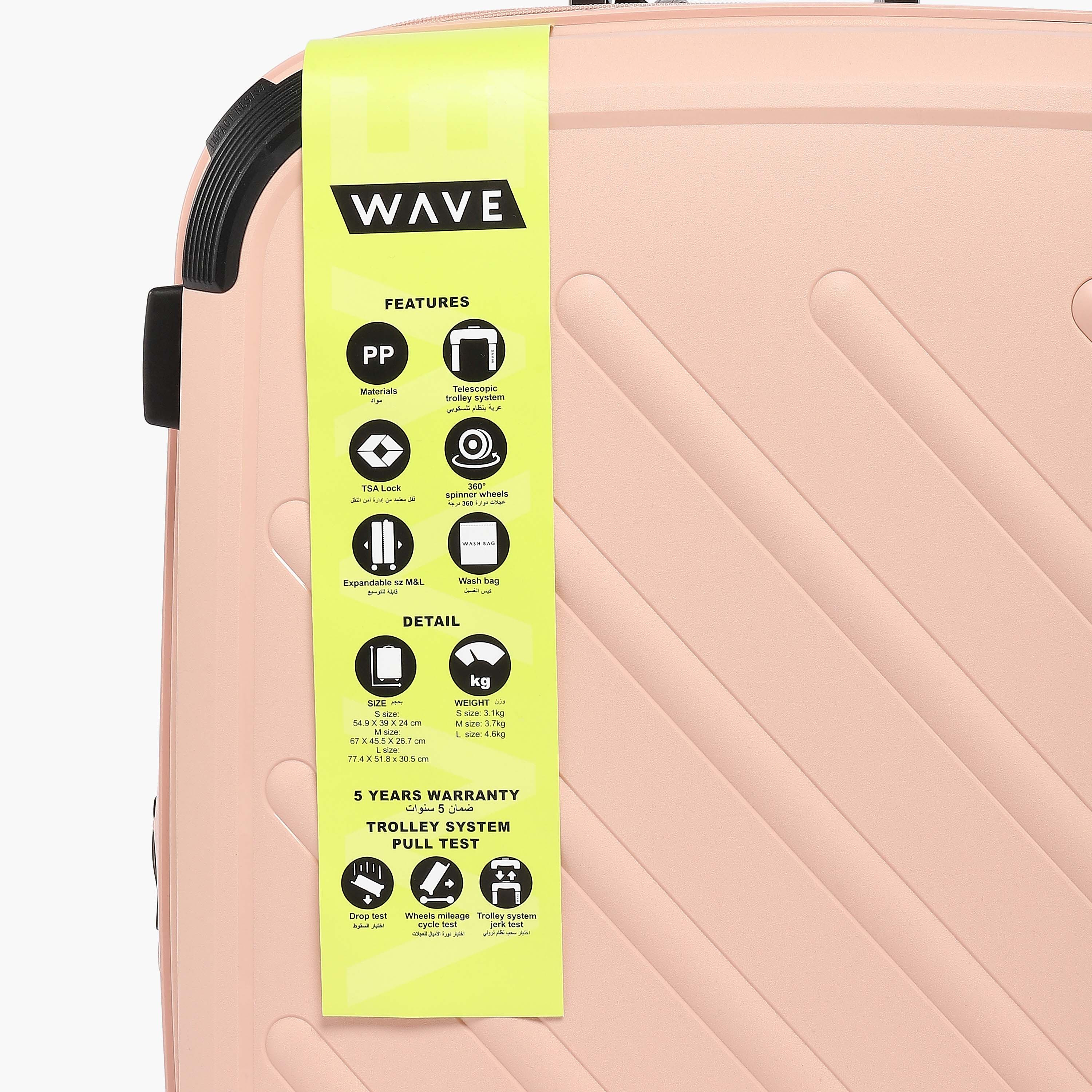 WAVE Solid Hardcase Trolley Bag with Retractable Handle - 24 Inches Check-in Bag-travel-luggagesandbags-luggage-image-9