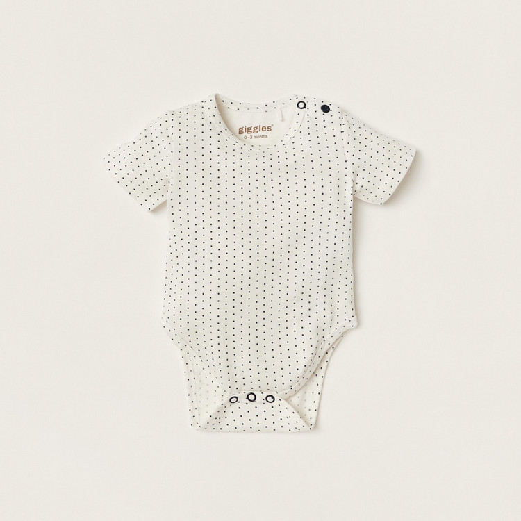 Giggles All-Over Printed Bodysuit with Short Sleeves