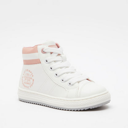 Lee Cooper Girl's Sneakers with Logo Print and Zip Closure