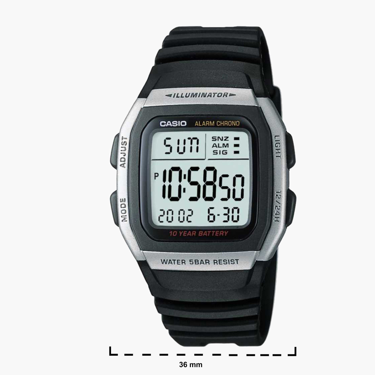 Casio Men's Black Digital Resin Strap Watch W-96H-1AVDF-men-watchesandjewellery-watches-image-2