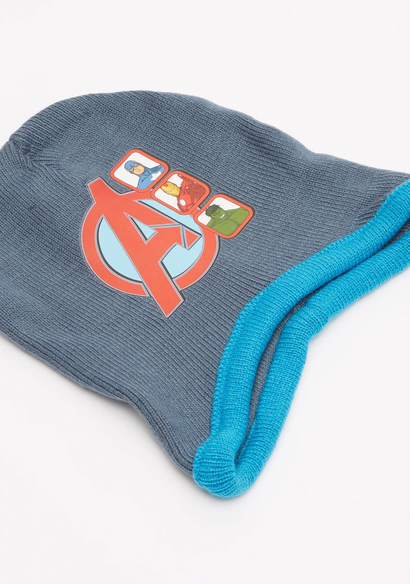 Avengers Printed Beanie Cap with Scarf-Caps-image-1