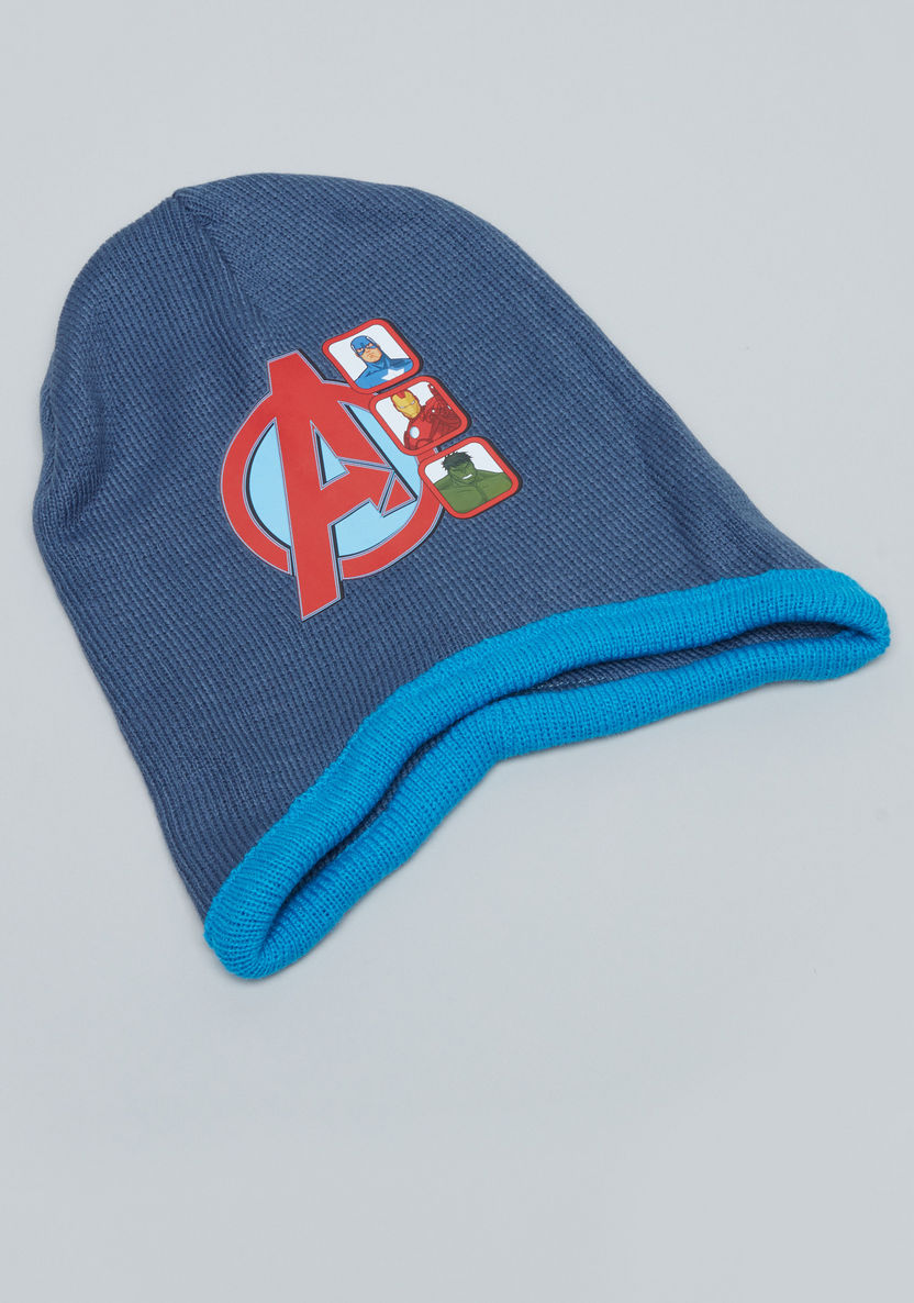 Avengers Printed Beanie Cap with Scarf-Caps-image-2