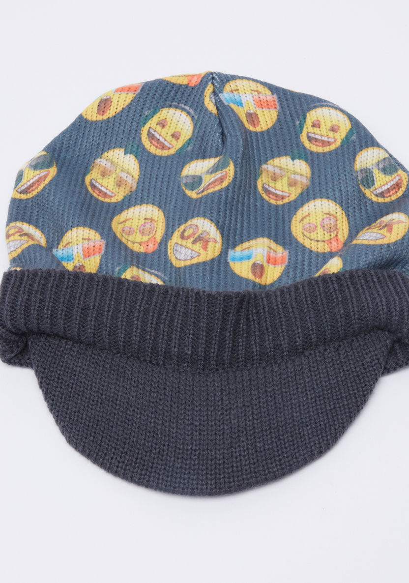 Emoji Printed Winter Cap-Caps-image-0