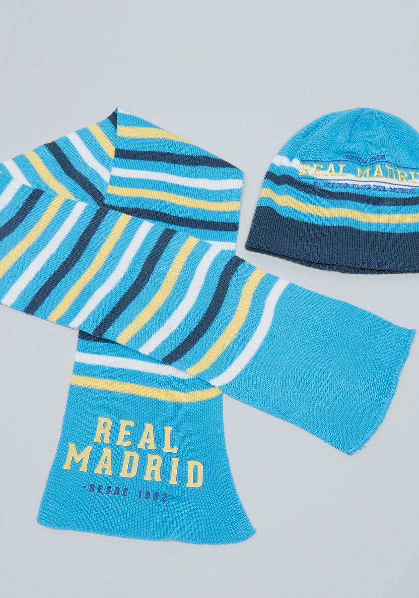 Real Madrid Printed Scarf with Embroidered Cap-Caps-image-0