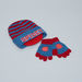 Spider-Man Striped Beanie Cap with Printed Gloves-Caps-thumbnail-0