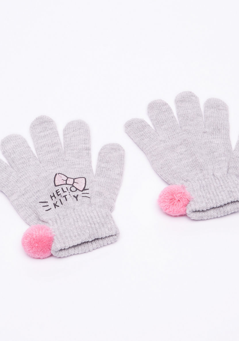 Hello Kitty Printed Beanie Cap with Gloves-Caps-image-2