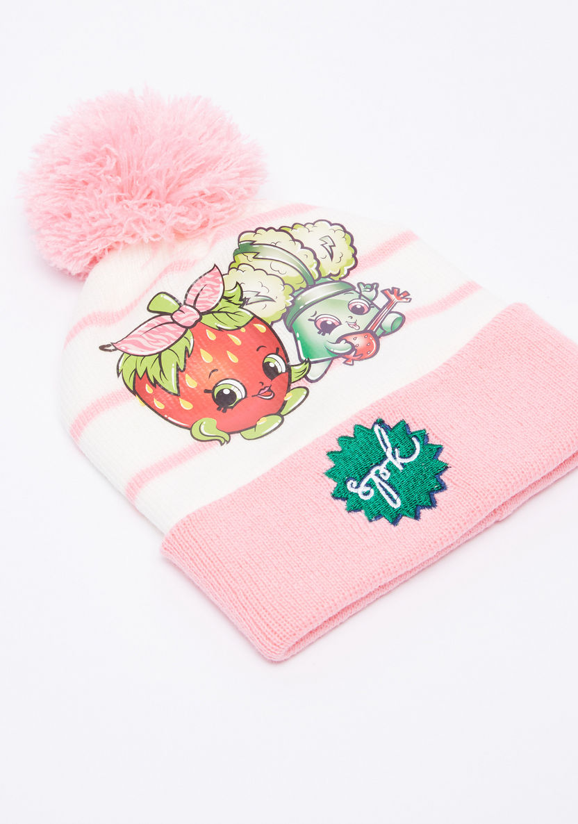 Shopkins Striped Beanie Cap with Scarf-Scarves-image-1