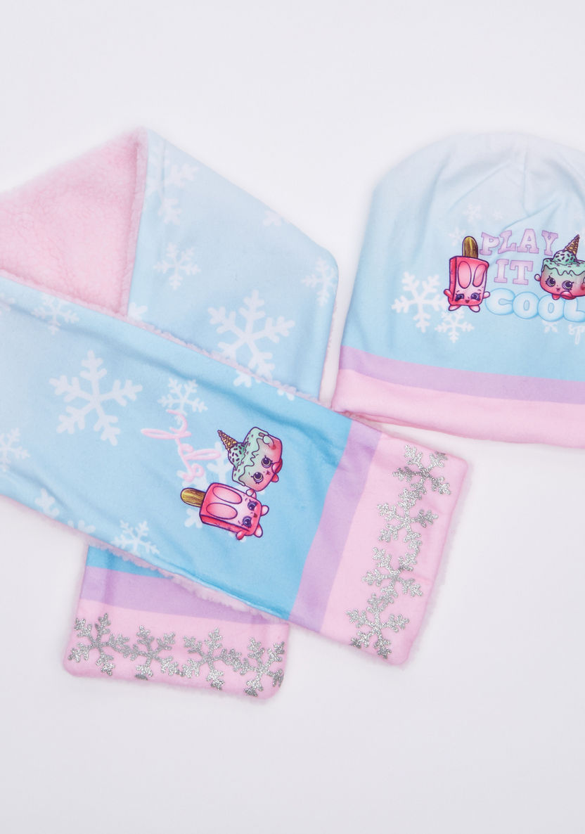 Shopkins Printed Scarf with Beanie Cap-Caps-image-0