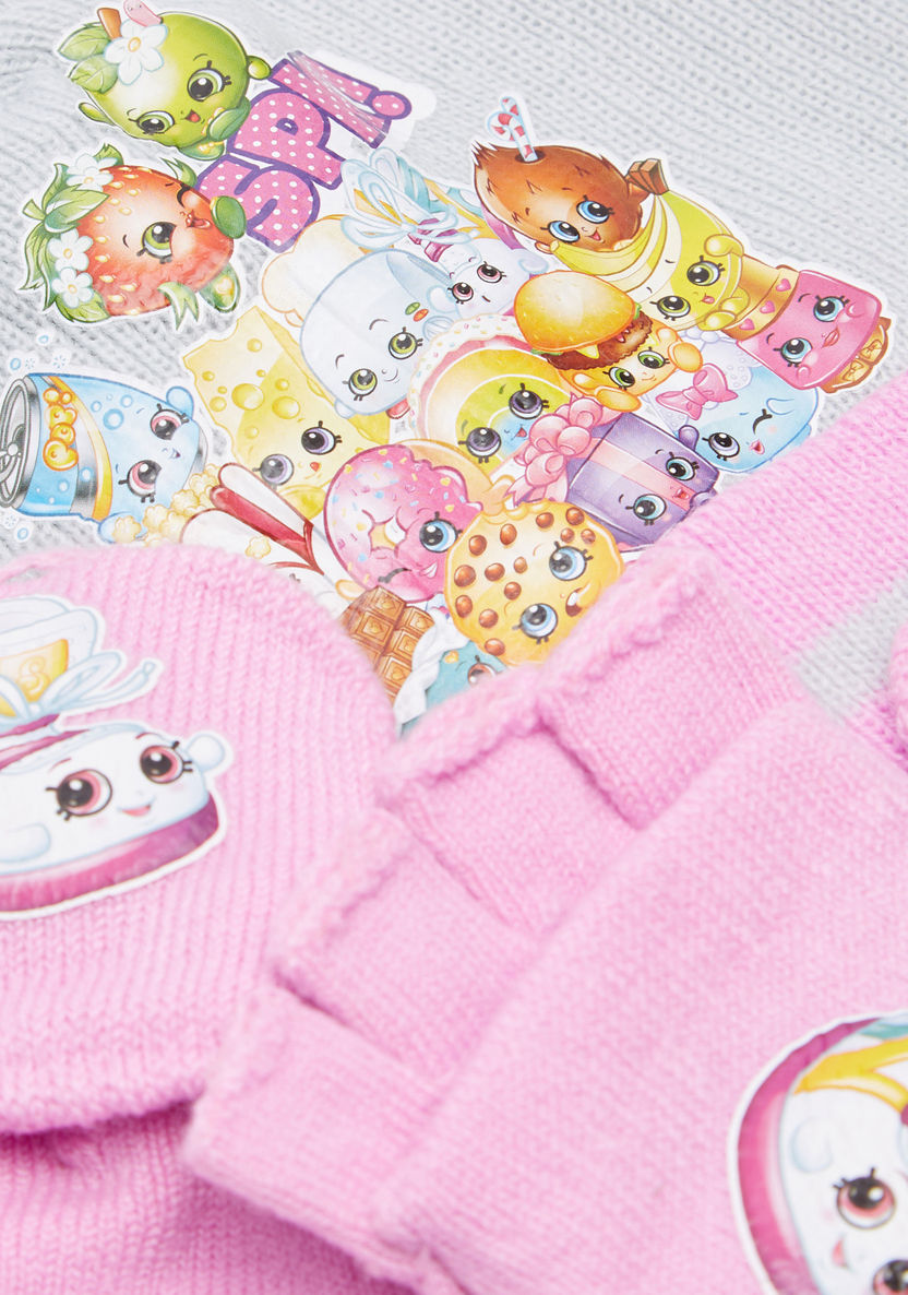 Shopkins Printed Beanie Cap with Gloves-Caps-image-3