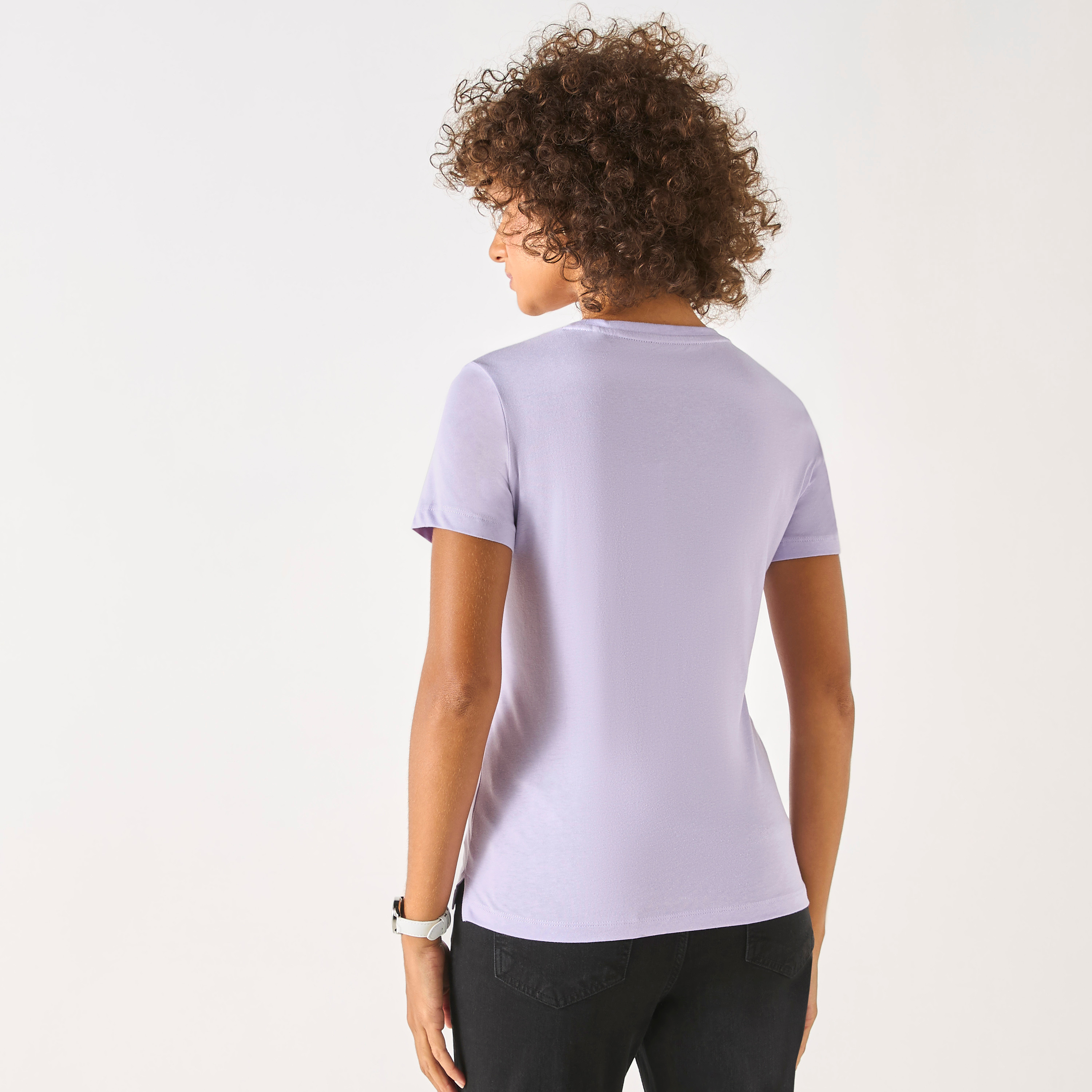 Guess Logo Print Round Neck T-shirt with Short Sleeves-women-clothing-tshirts-image-5