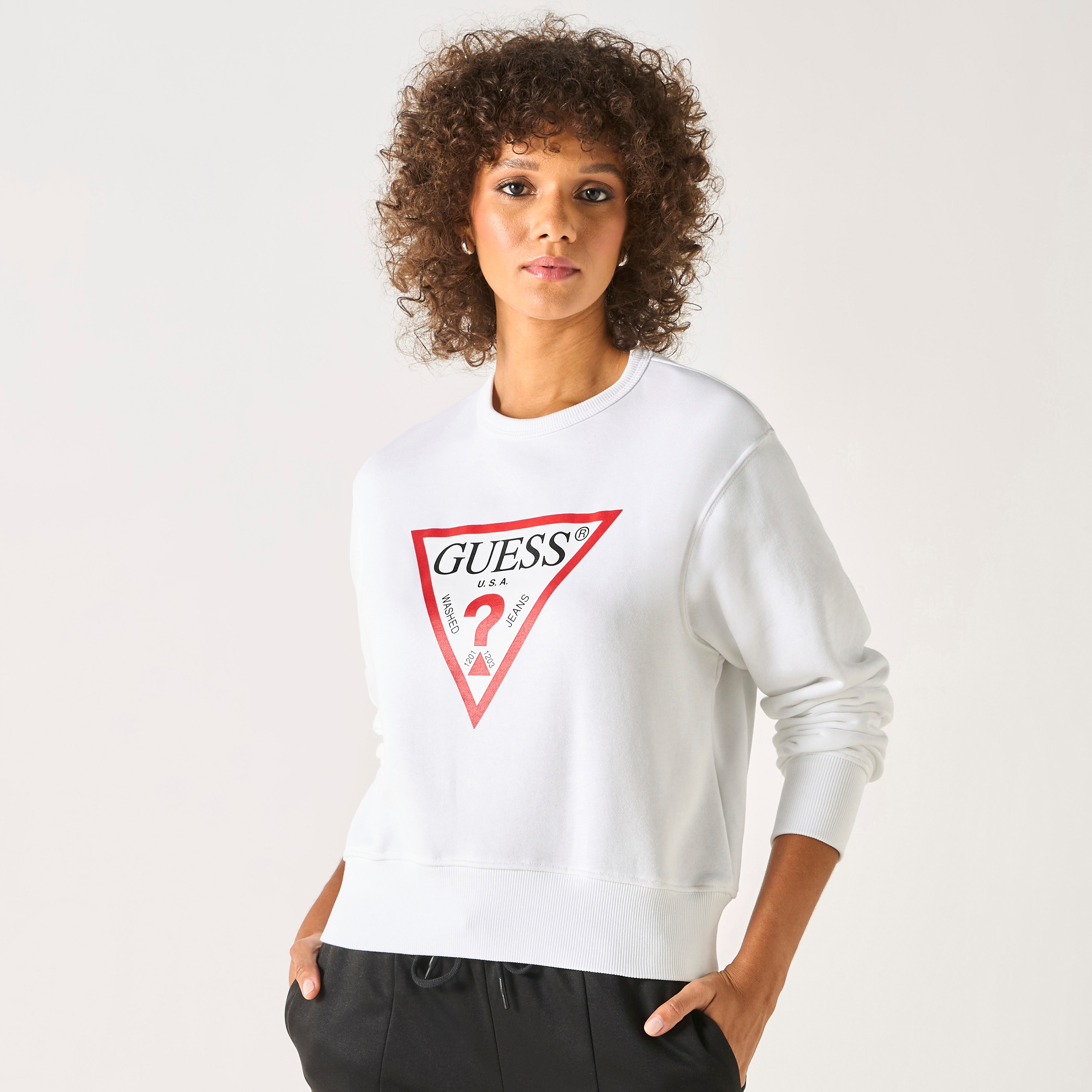 Guess Logo Print Sweatshirt with Long Sleeves-women-winterwear-hoodiesandsweatshirts-hoodies-image-5