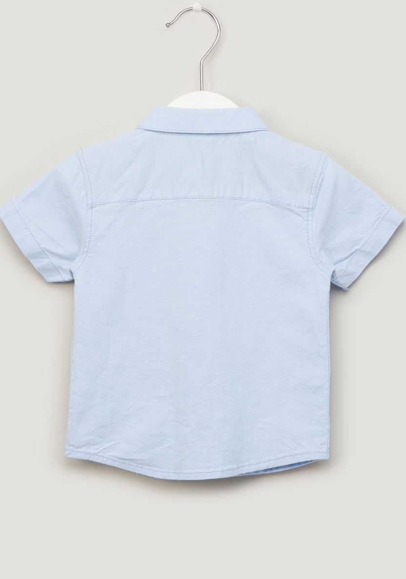 Juniors Plain Shirt with Spread Collar and Short Sleeves-T Shirts-image-2