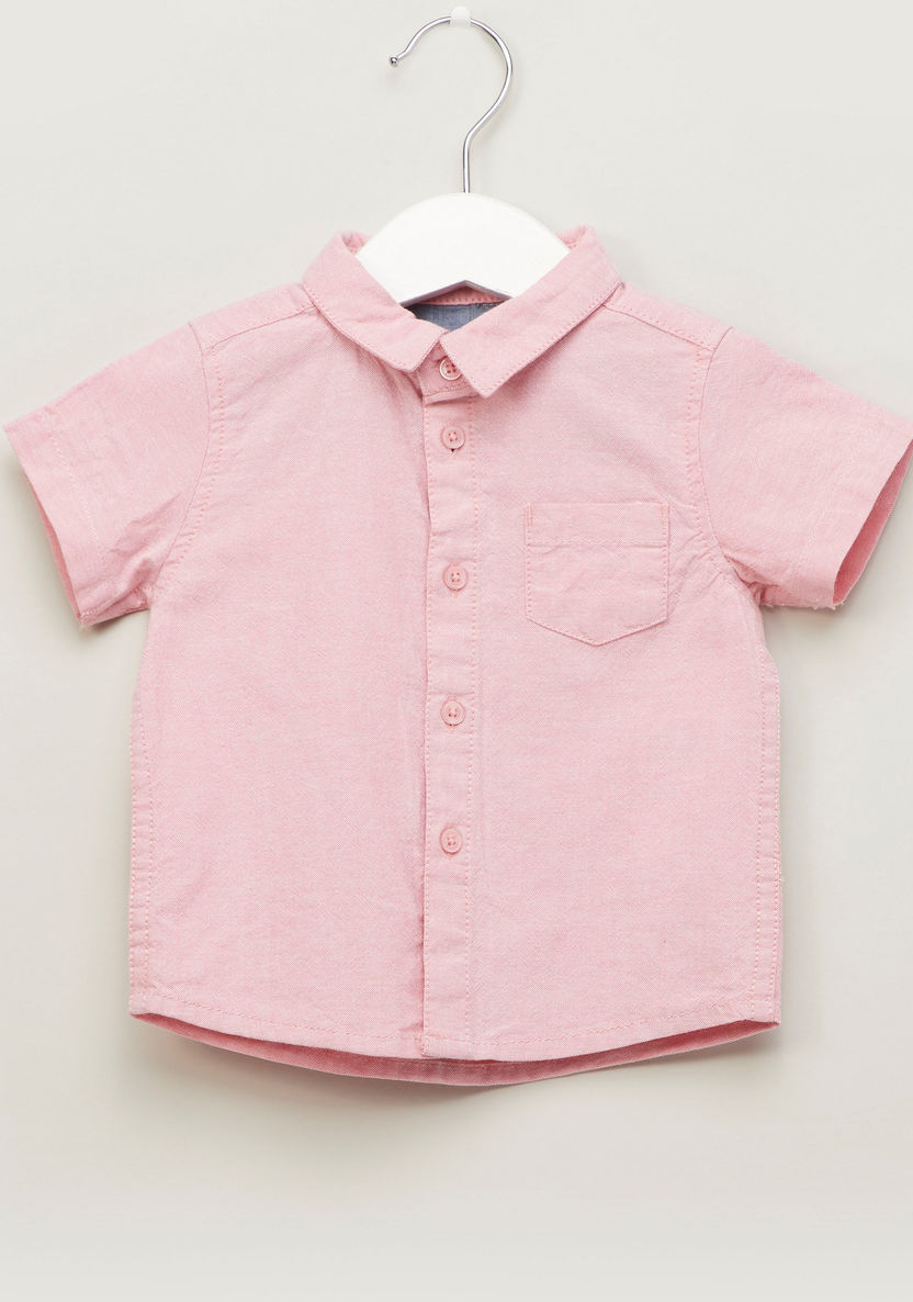 Juniors Plain Shirt with Spread Collar and Short Sleeves-T Shirts-image-0