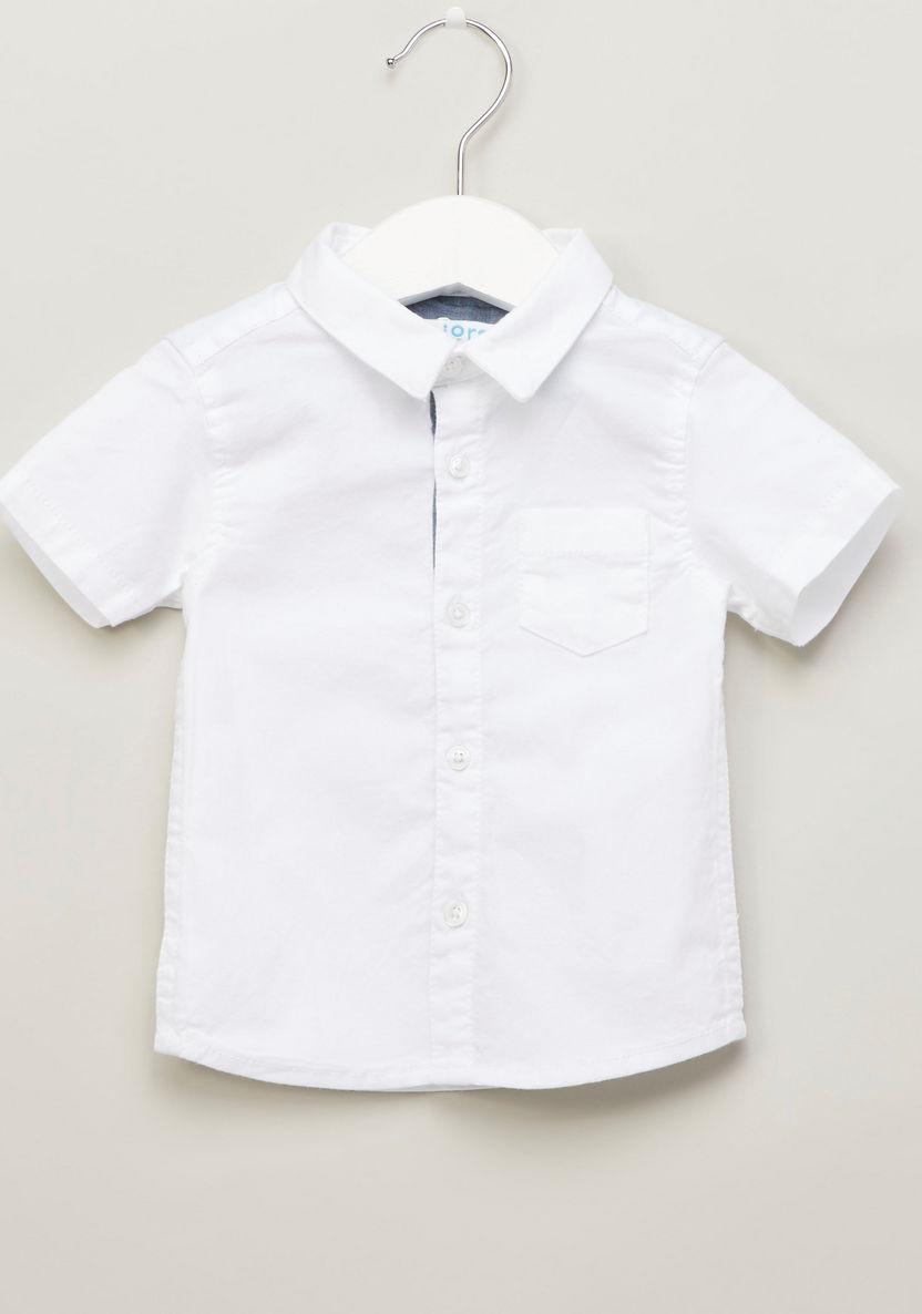 Juniors Plain Shirt with Spread Collar and Short Sleeves-T Shirts-image-0