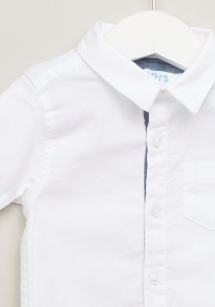 Juniors Plain Shirt with Spread Collar and Short Sleeves-T Shirts-image-1