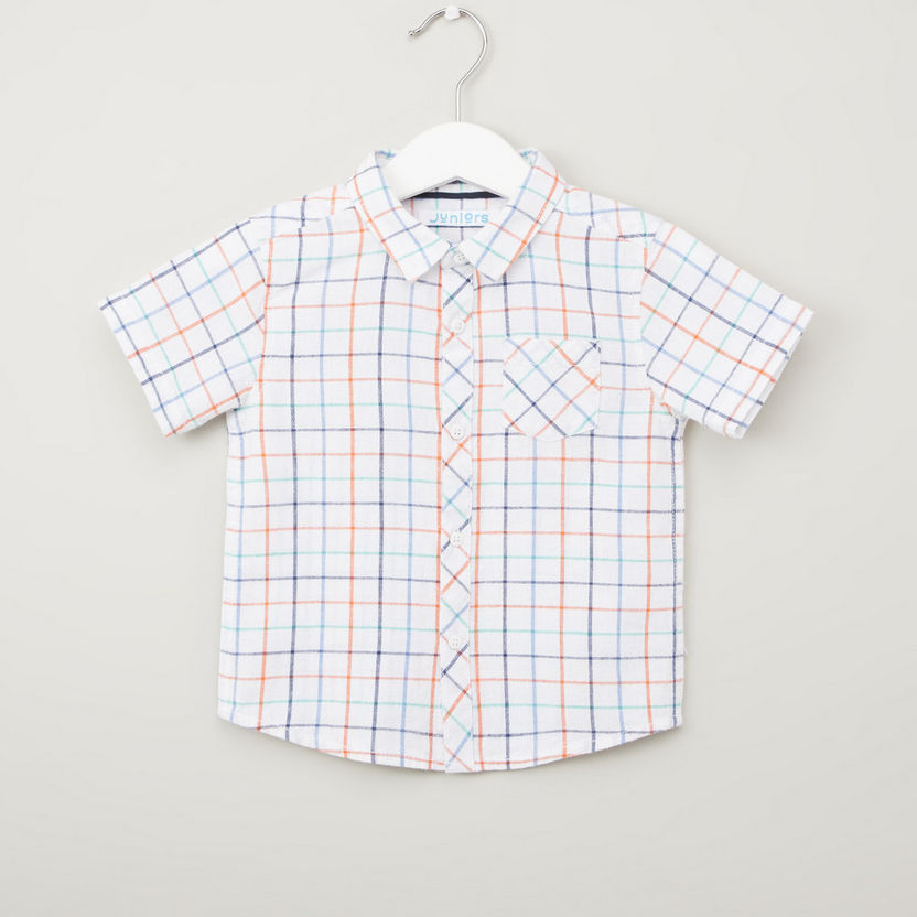 Juniors Checked Shirt with Short Sleeves-Blouses-image-0