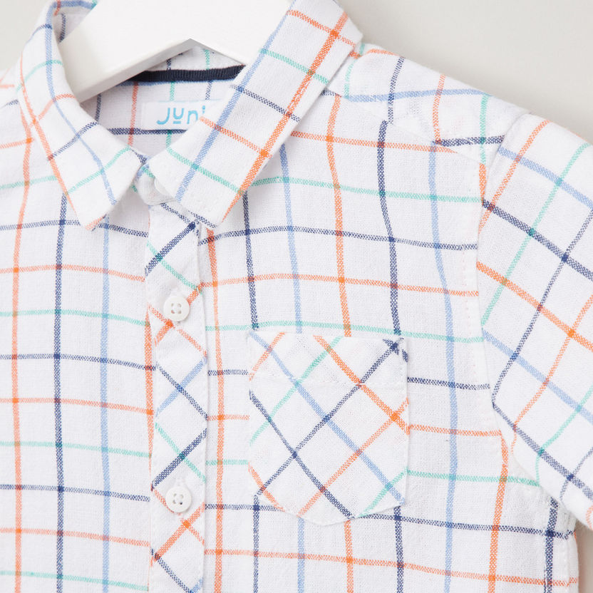 Juniors Checked Shirt with Short Sleeves-Blouses-image-1