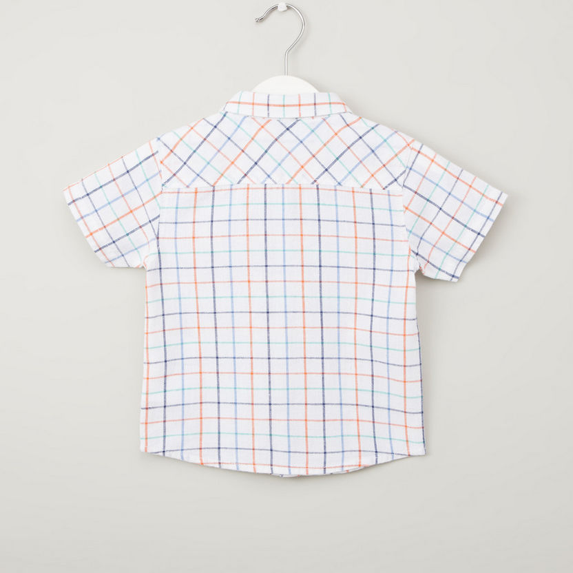 Juniors Checked Shirt with Short Sleeves-Blouses-image-2