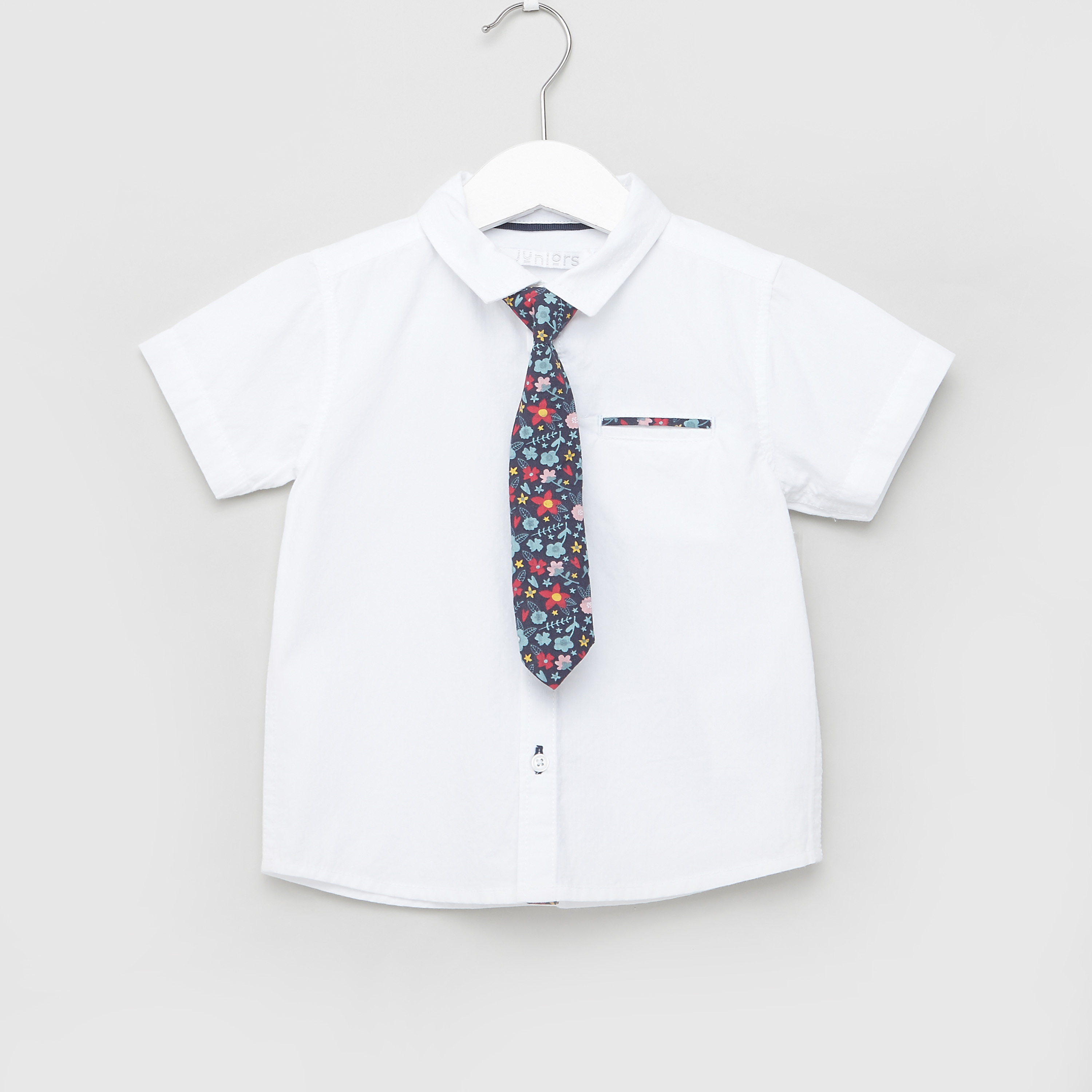 Juniors Short Sleeves Shirt with Spread Collar and Pocket Detail-baby-boys-clothing-shirts-image-1