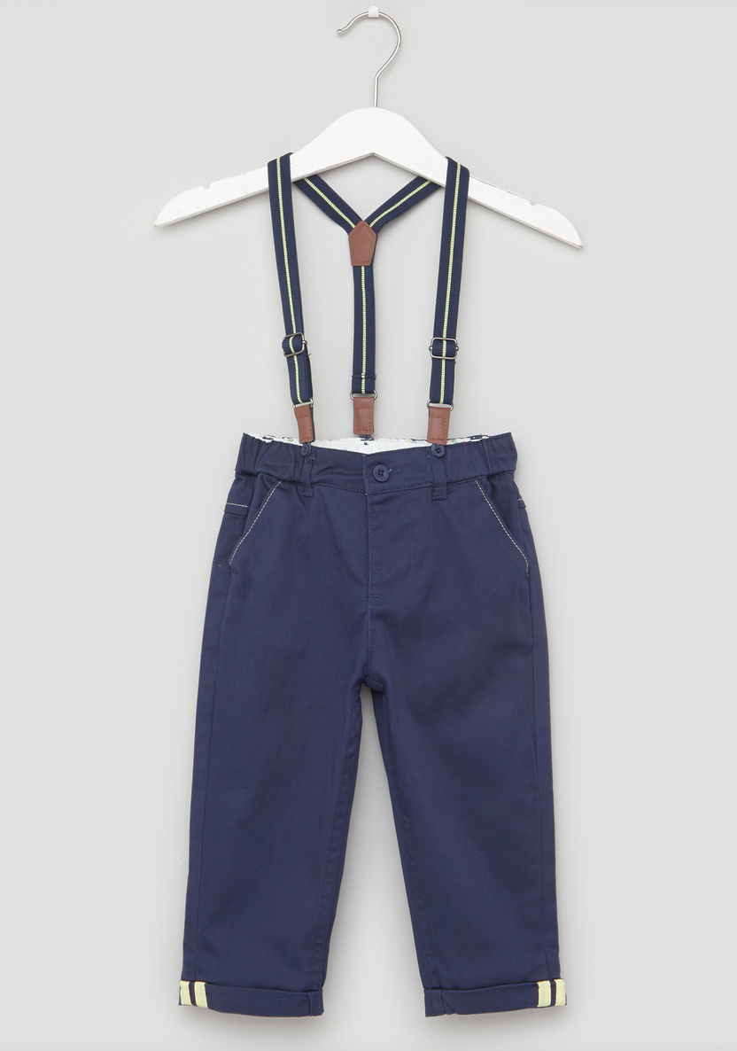 Juniors Solid Pants with Pocket Detail and Suspenders-Pants-image-0