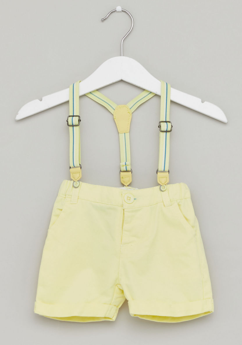 Juniors Solid Shorts with Pocket Detail and Suspenders-Shorts-image-0