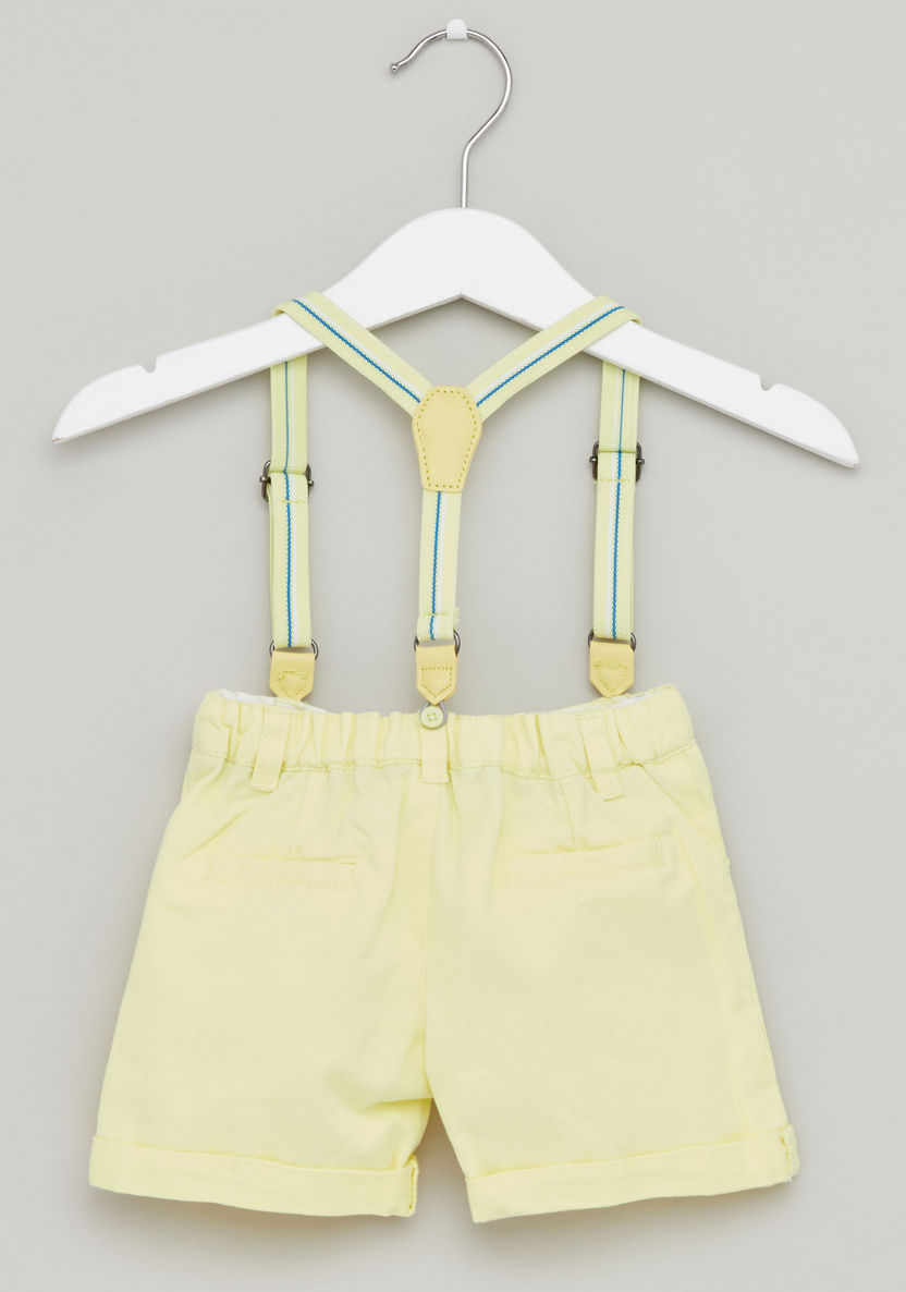 Juniors Solid Shorts with Pocket Detail and Suspenders-Shorts-image-3