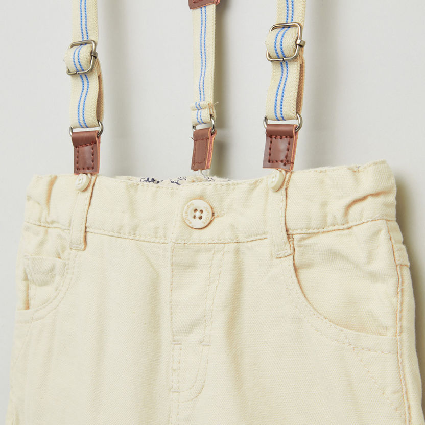 Juniors Textured Shorts with Pocket Detail and Suspenders-Shorts-image-1