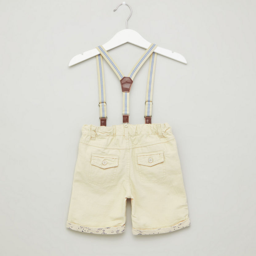 Juniors Textured Shorts with Pocket Detail and Suspenders-Shorts-image-2