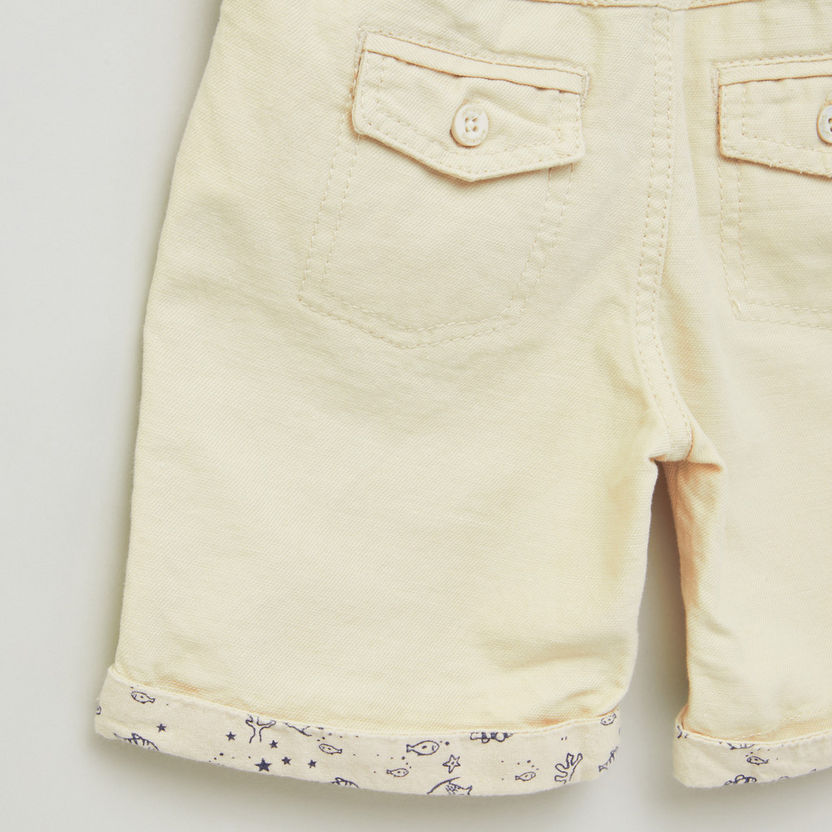 Juniors Textured Shorts with Pocket Detail and Suspenders-Shorts-image-3