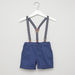Juniors Solid Shorts with Striped Suspenders-Shorts-thumbnail-0