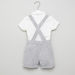 Juniors Solid Shirt with Striped Shorts and Suspenders-Clothes Sets-thumbnail-2